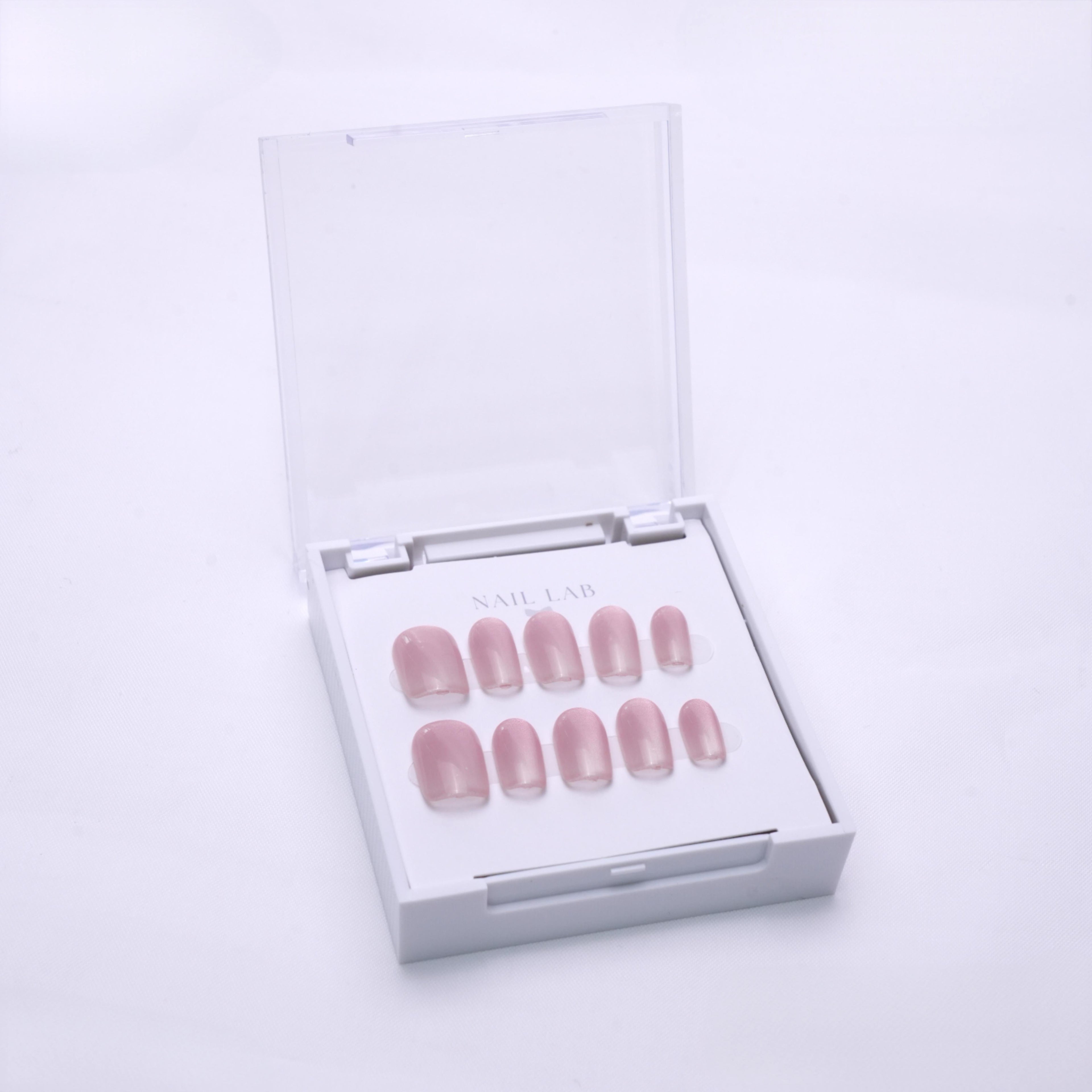 NAIL LAB LIGHTCURE press-on nails in natural blush nude finish in case