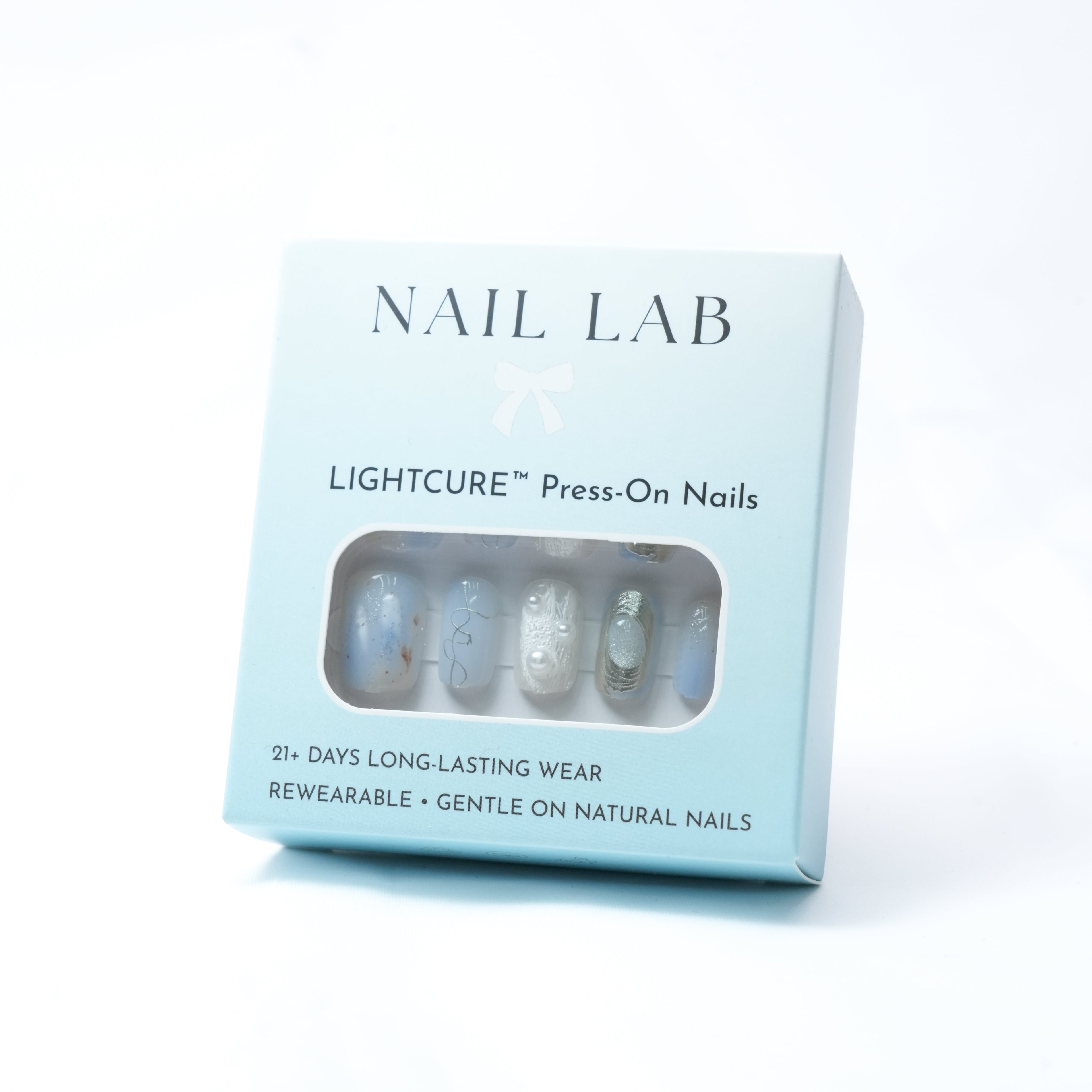 NAIL LAB LIGHTCURE press-on nails in soft frosted nude tones