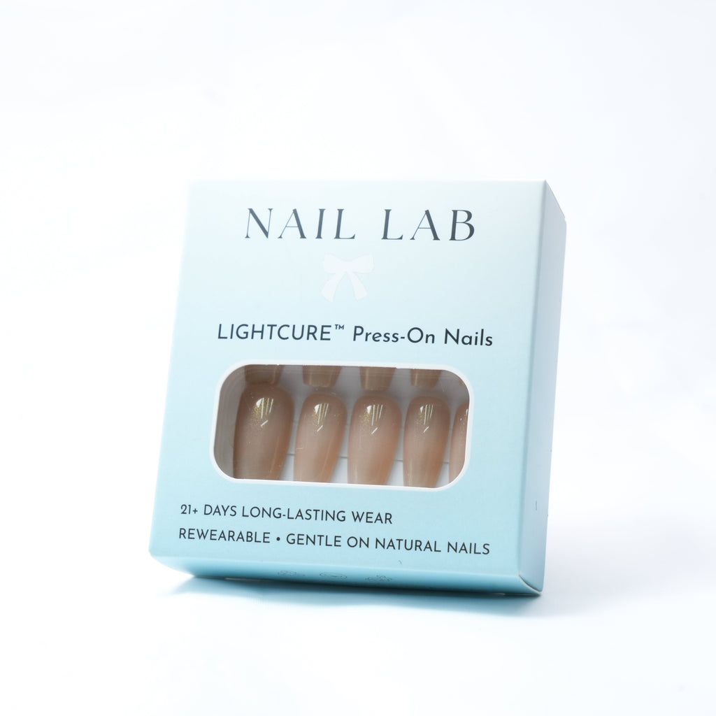 NAIL LAB LIGHTCURE press-on nails in pearly nude with luminous sheen