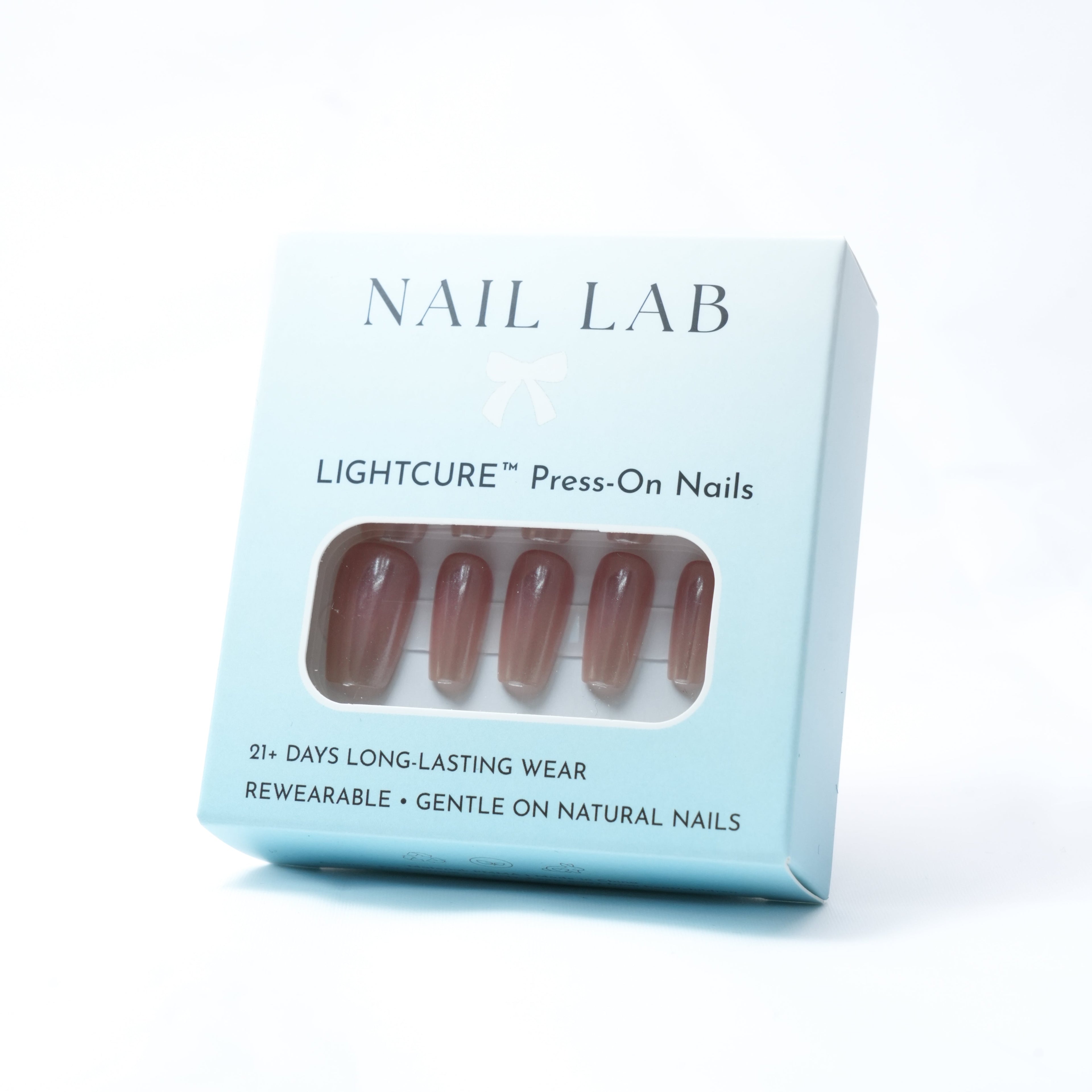 NAIL LAB LIGHTCURE press-on nails in warm rosy nude tones