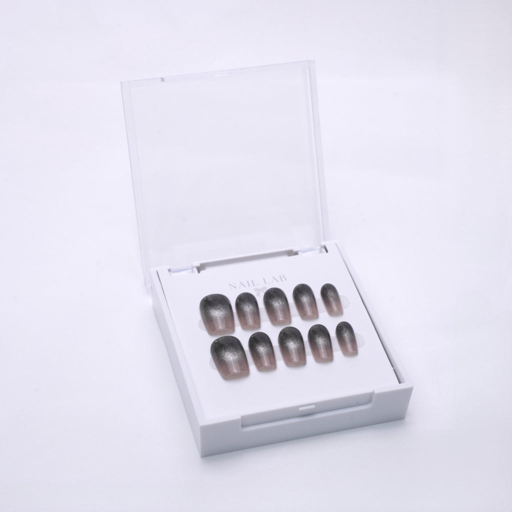 NAIL LAB LIGHTCURE press-on nails in nude-to-deep fade design in case