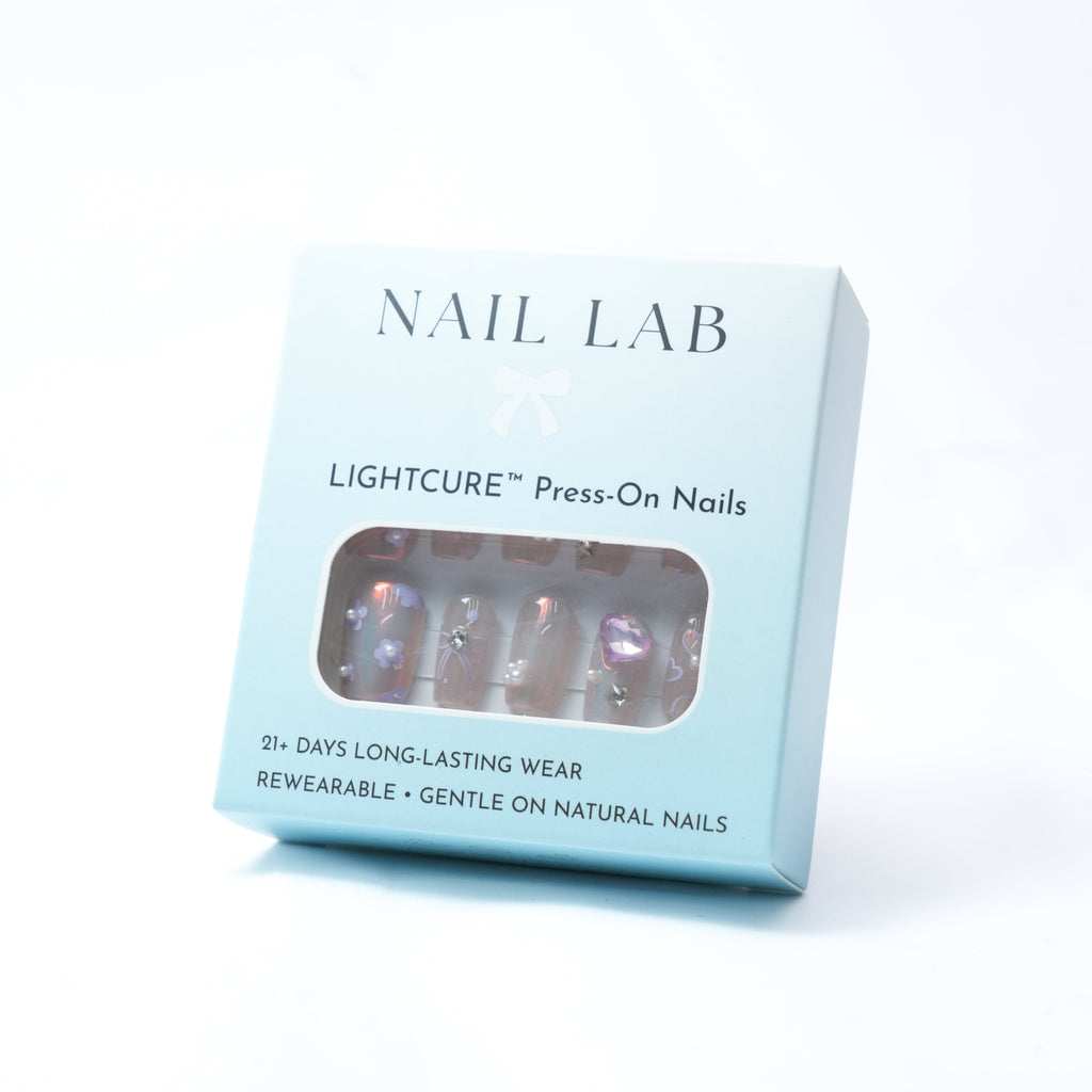 NAIL LAB LIGHTCURE press-on nails in floral-inspired glow finish