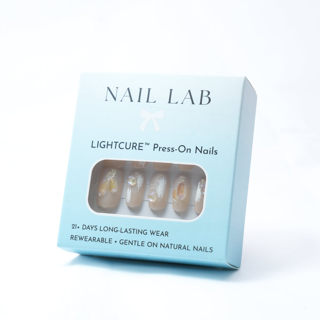 NAIL LAB LIGHTCURE press-on nails in soft ivory nude glow
