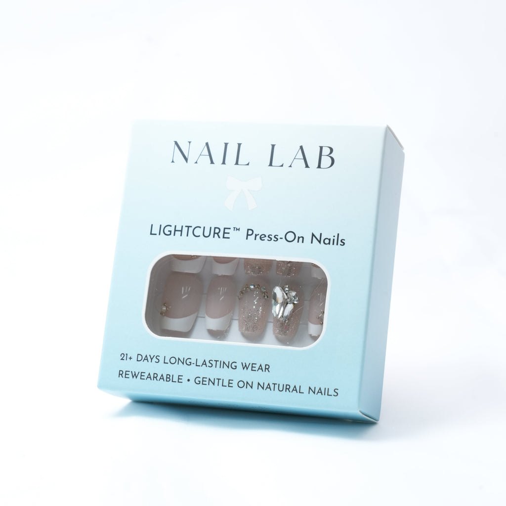 NAIL LAB LIGHTCURE press-on nails in milky white nude finish