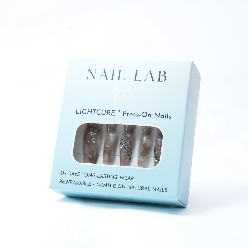 NAIL LAB LIGHTCURE press-on nails in warm café nude finish