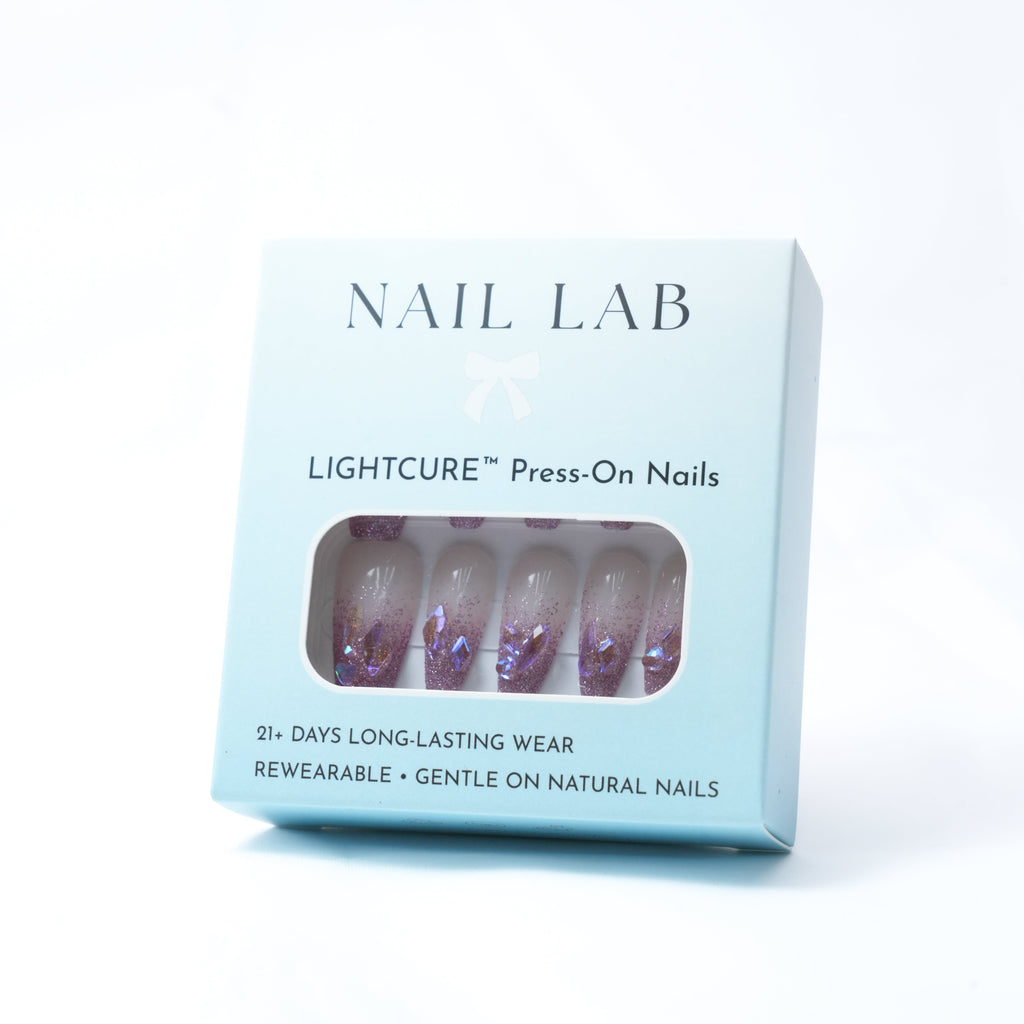 NAIL LAB LIGHTCURE press-on nails in soft orchid pink shimmer